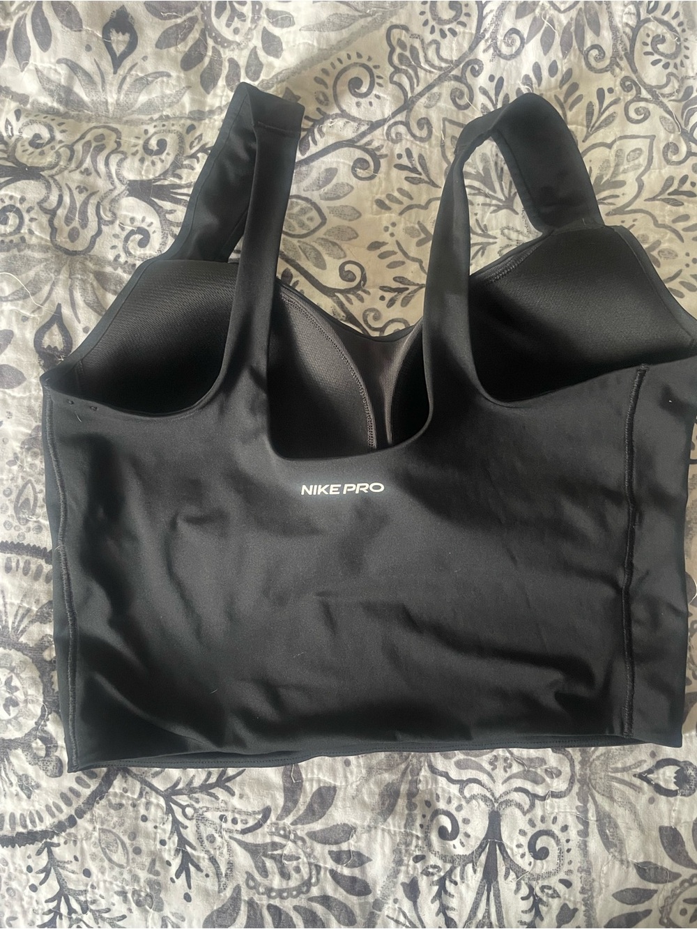 Nike Pro Black Longline Sports Bra Top - Picture 2 of 5
